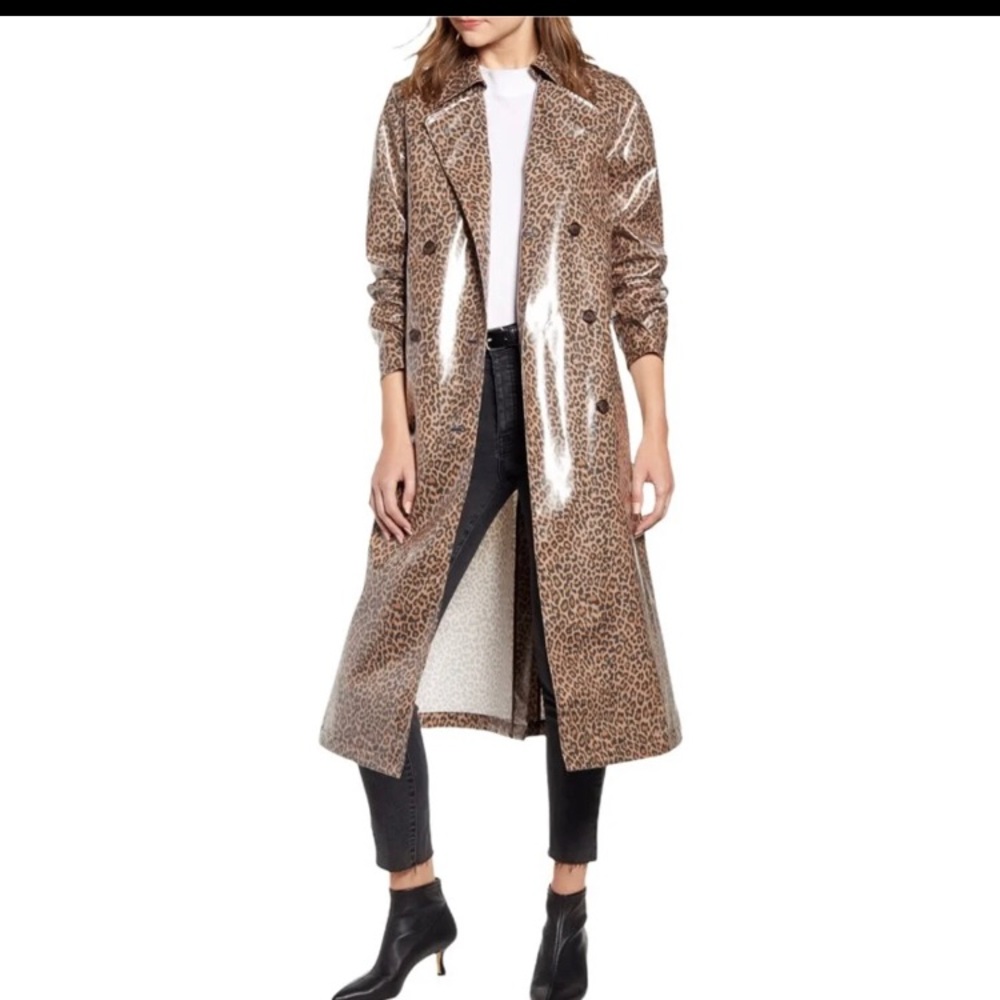 Something Navy leopard rain coat size small